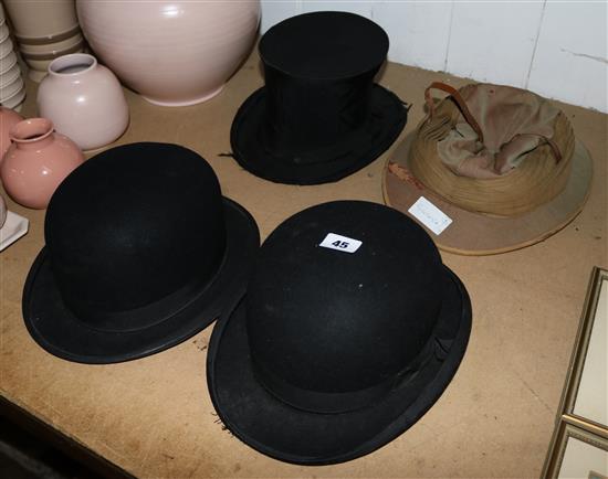 2 bowler hats & 2 others